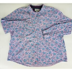 Vintage Wrangler Purple Horse Shoe Print Purple Pearl Snap Button Up 3XL XXL